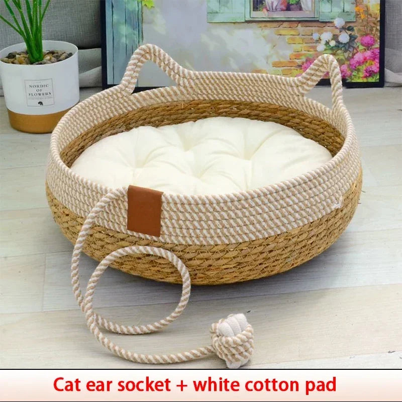 summer-cat-bed-woven-removable-upholstery-sleeping-house-cat-scratch-floor-rattan-wear-resistant-washable-cat-pet-supplies-35