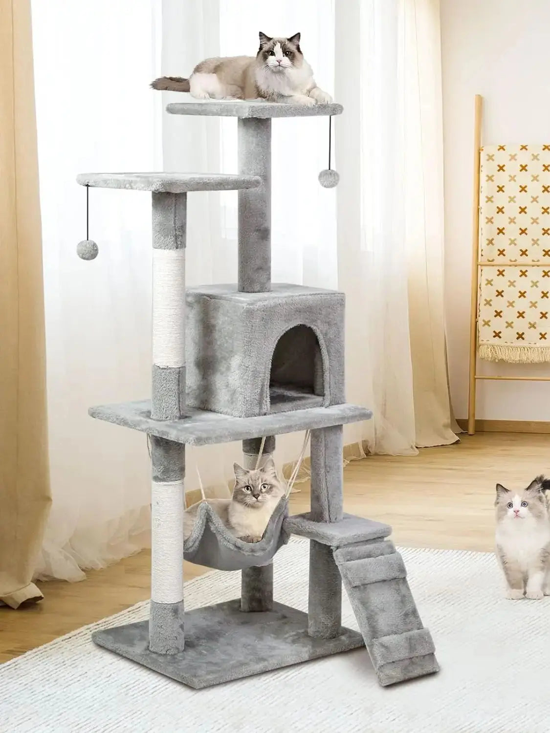cat-tree-tower-cat-condo-with-sisal-scratching-post-activity-centre-cat-climbing-tree-with-cat-house-grey-120cm