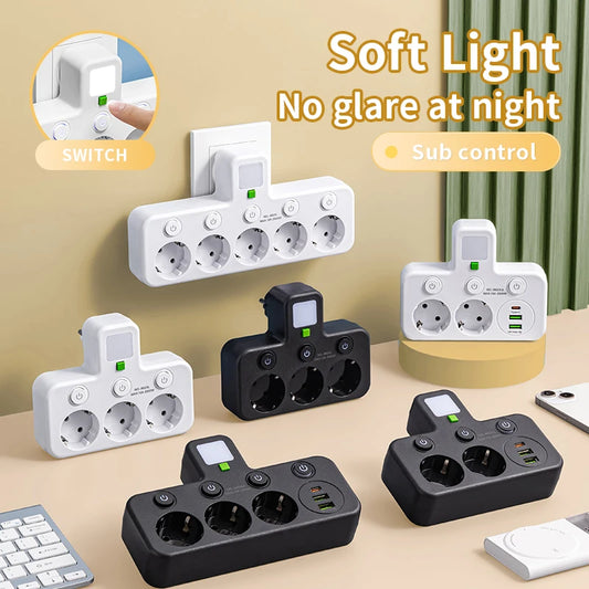 EU Plug Power Strip with USB-C for Home & Office