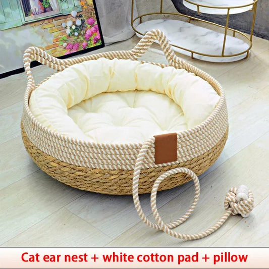 summer-cat-bed-woven-removable-upholstery-sleeping-house-cat-scratch-floor-rattan-wear-resistant-washable-cat-pet-supplies-35