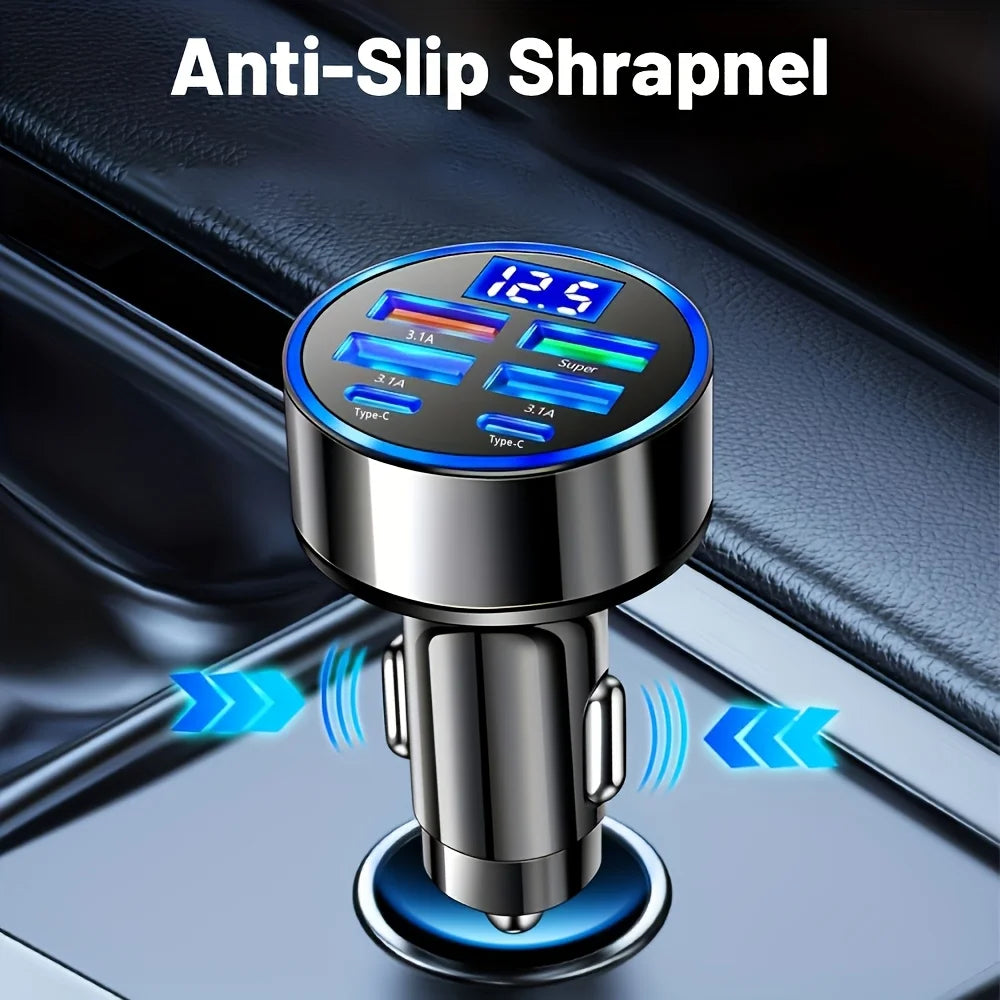 6-in-1 Fast Charging Car Adapter Dual USB-C