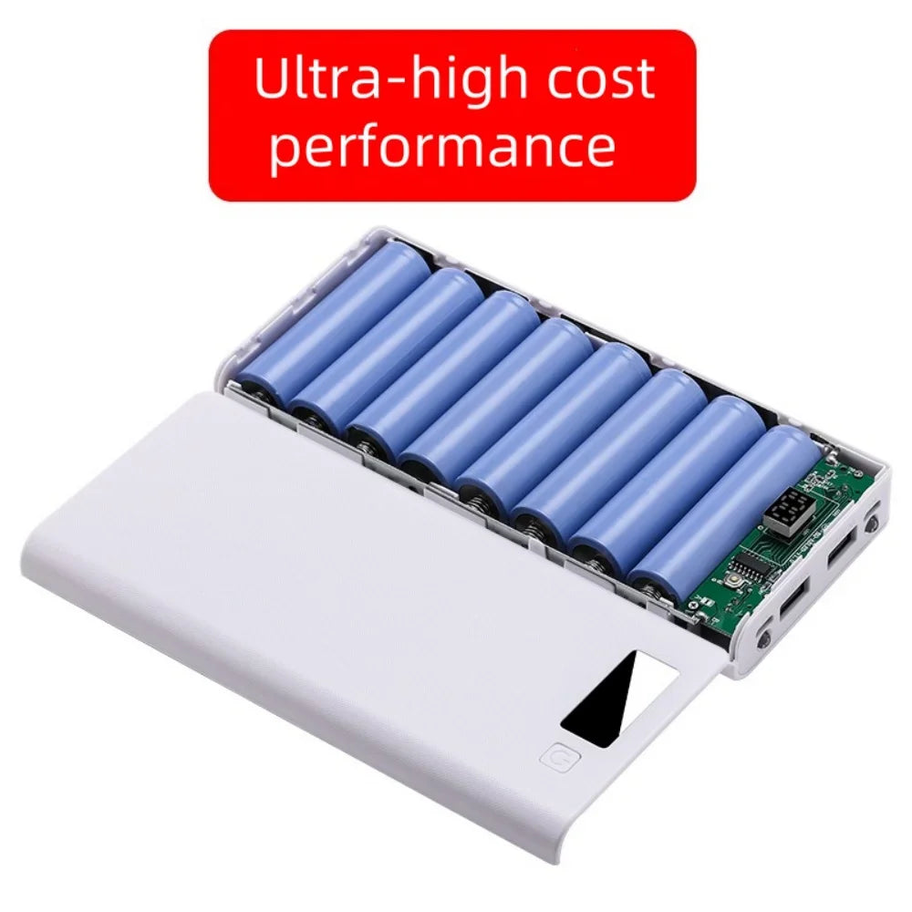 8-Slot 18650 USB Power Bank Charger Box with LED Display