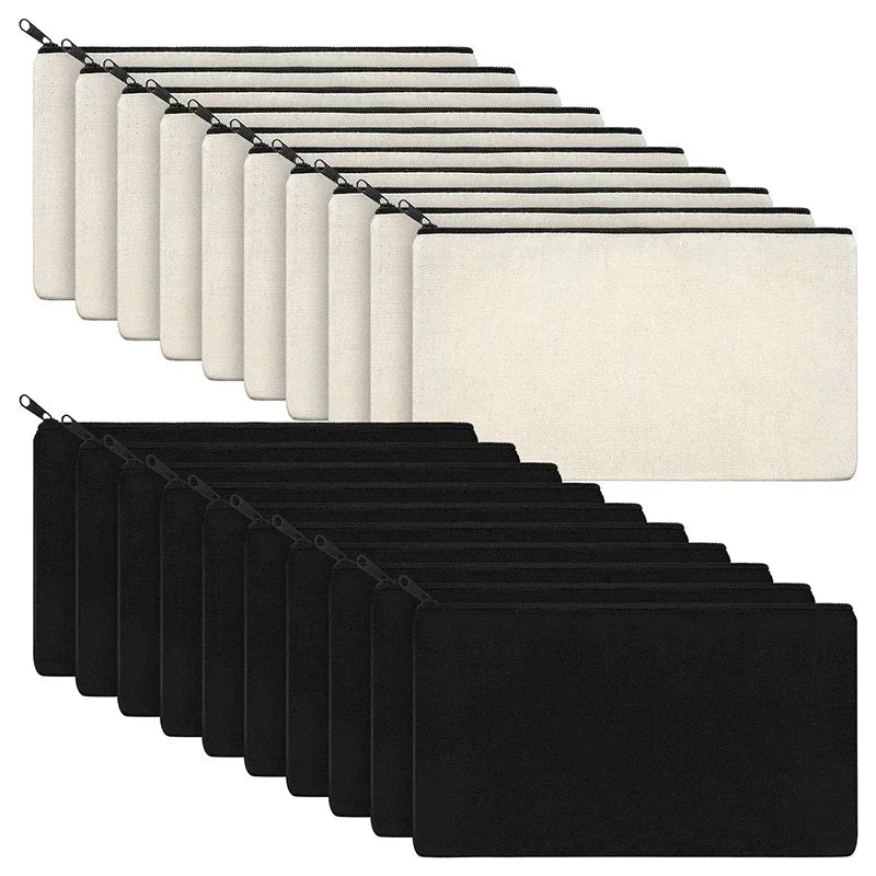 10pcs-blank-beige-diy-craft-bag-canvas-pencil-case-makeup-bags-zipper-pencil-bag-cosmetic-pouch-school-craft-stationery-supplies