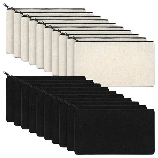 10pcs-blank-beige-diy-craft-bag-canvas-pencil-case-makeup-bags-zipper-pencil-bag-cosmetic-pouch-school-craft-stationery-supplies