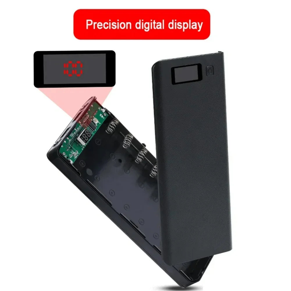 8-Slot 18650 USB Power Bank Charger Box with LED Display
