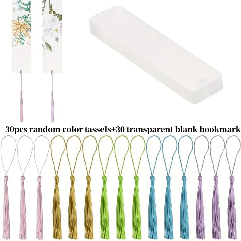 60-pcs-set-30-bookmarks-and-30-tassels-blank-acrylic-bookmarks-random-colored-tassels-diy-handmade-transparent-bookmarks