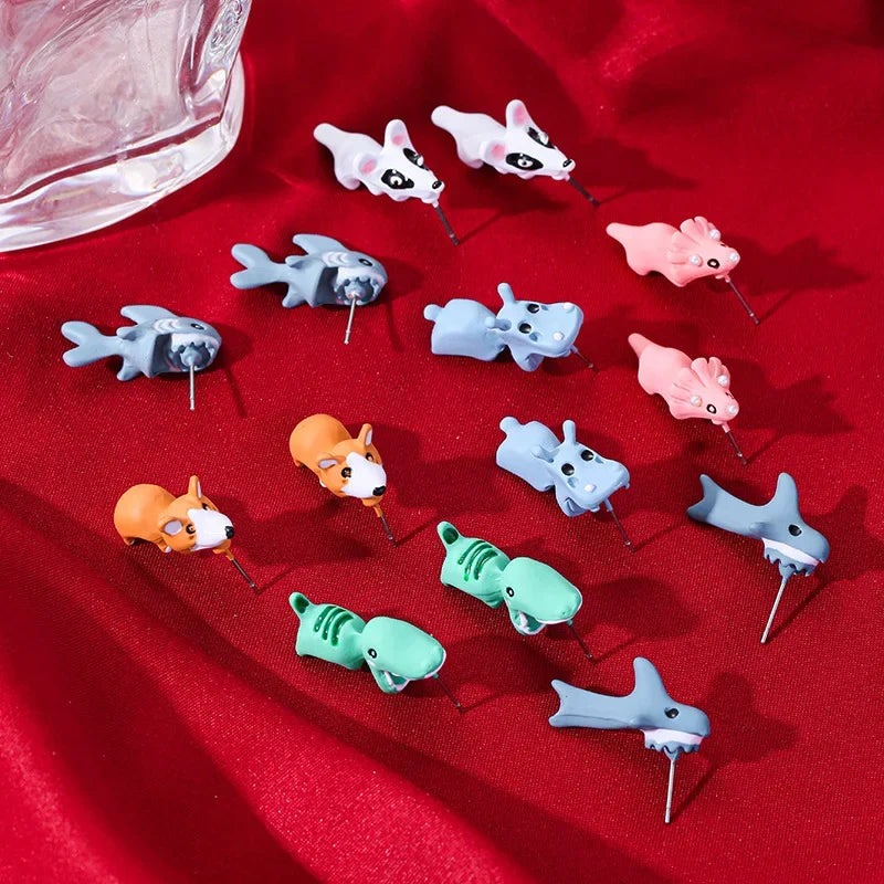 european-and-american-style-adorable-cartoon-animal-earrings-featuring-corgi-white-puppy-whale-dinosaur-shark-motifs-with-s