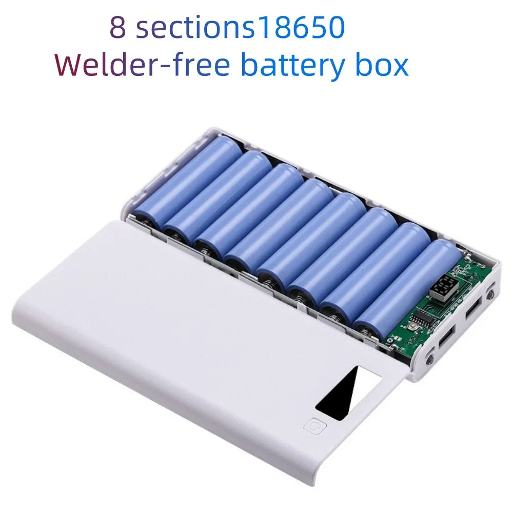 8-Slot 18650 USB Power Bank Charger Box with LED Display