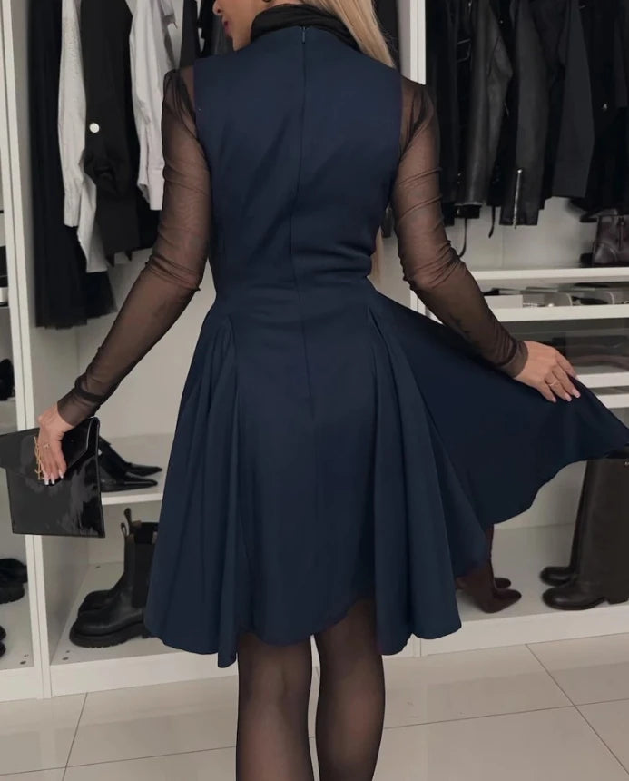 womens-dress-elegant-formal-party-evening-dress-mesh-bubble-bead-spliced-short-sleeve-bodycon-wrap-hip-split-midi-dress