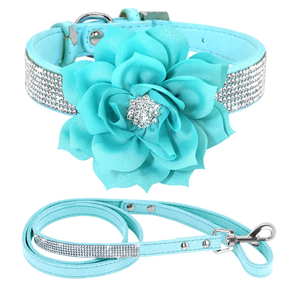 glitter-rhinestone-dog-leather-collar-cute-floral-necklace-pet-120cm-walking-leash-for-small-medium-large-dogs-chihuahua-xs-l