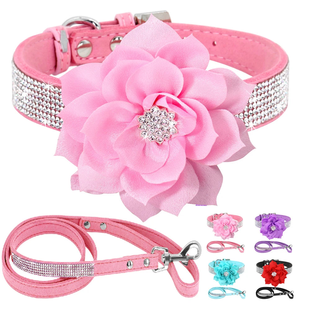 glitter-rhinestone-dog-leather-collar-cute-floral-necklace-pet-120cm-walking-leash-for-small-medium-large-dogs-chihuahua-xs-l