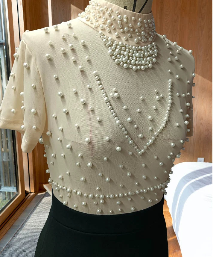 womens-dress-elegant-formal-party-evening-dress-mesh-bubble-bead-spliced-short-sleeve-bodycon-wrap-hip-split-midi-dress
