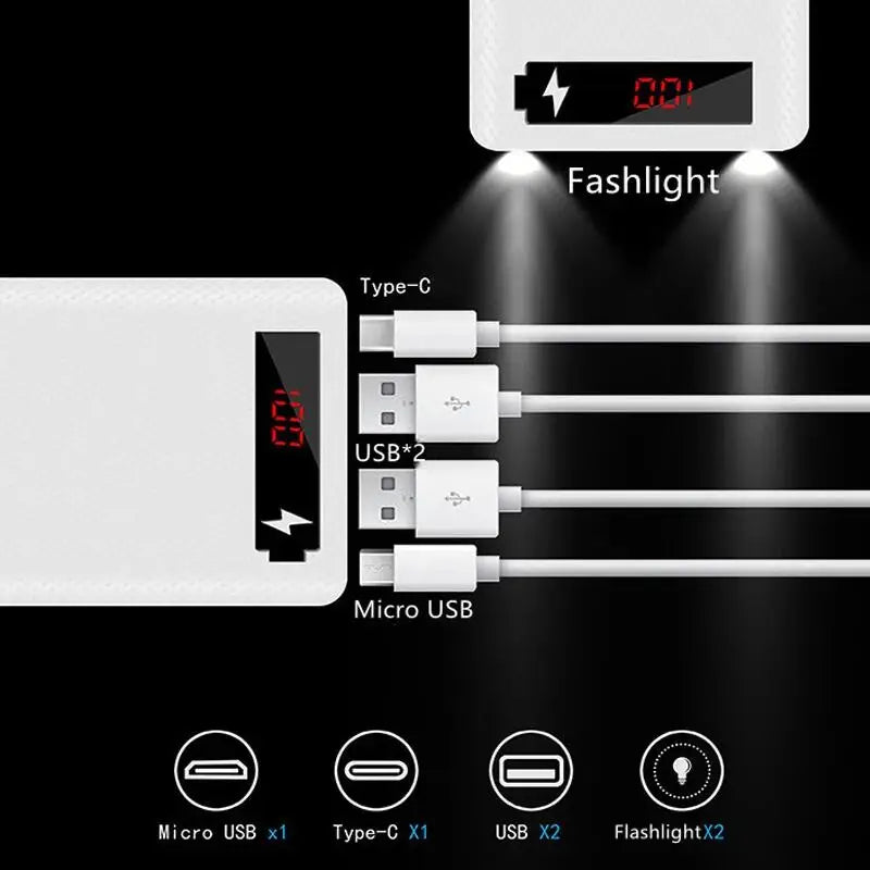 8-Slot 18650 USB Power Bank Charger Box with LED Display