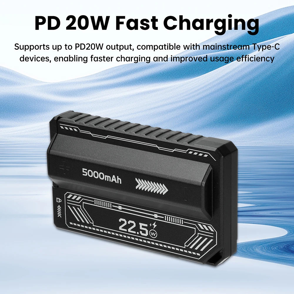 21700 Power Bank Case PD 20W Fast Charging with Built-In Cable