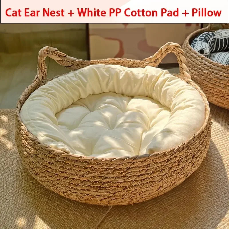 summer-cat-bed-woven-removable-upholstery-sleeping-house-cat-scratch-floor-rattan-wear-resistant-washable-cat-pet-supplies-35