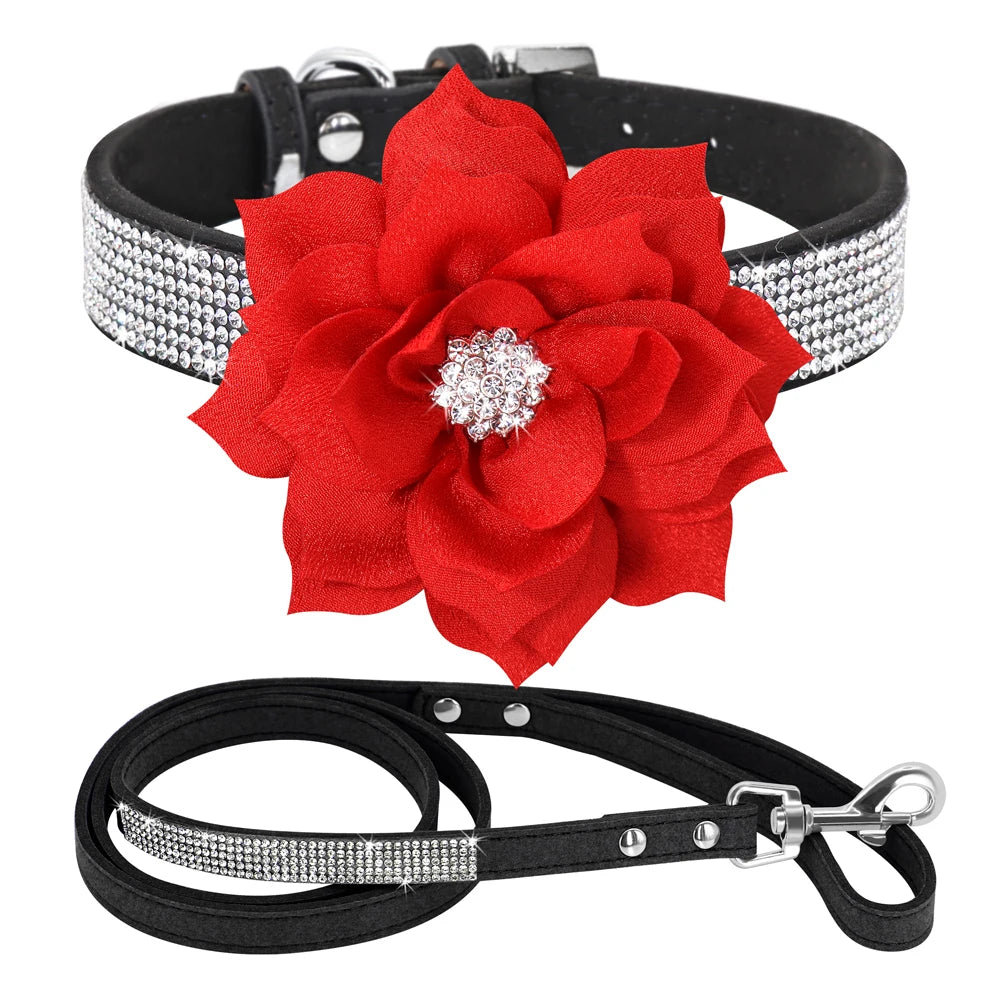 glitter-rhinestone-dog-leather-collar-cute-floral-necklace-pet-120cm-walking-leash-for-small-medium-large-dogs-chihuahua-xs-l