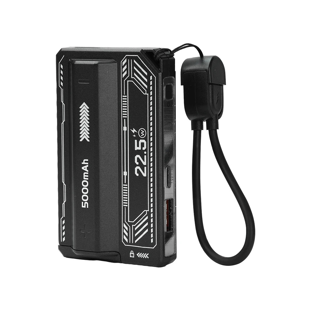 21700 Power Bank Case PD 20W Fast Charging with Built-In Cable
