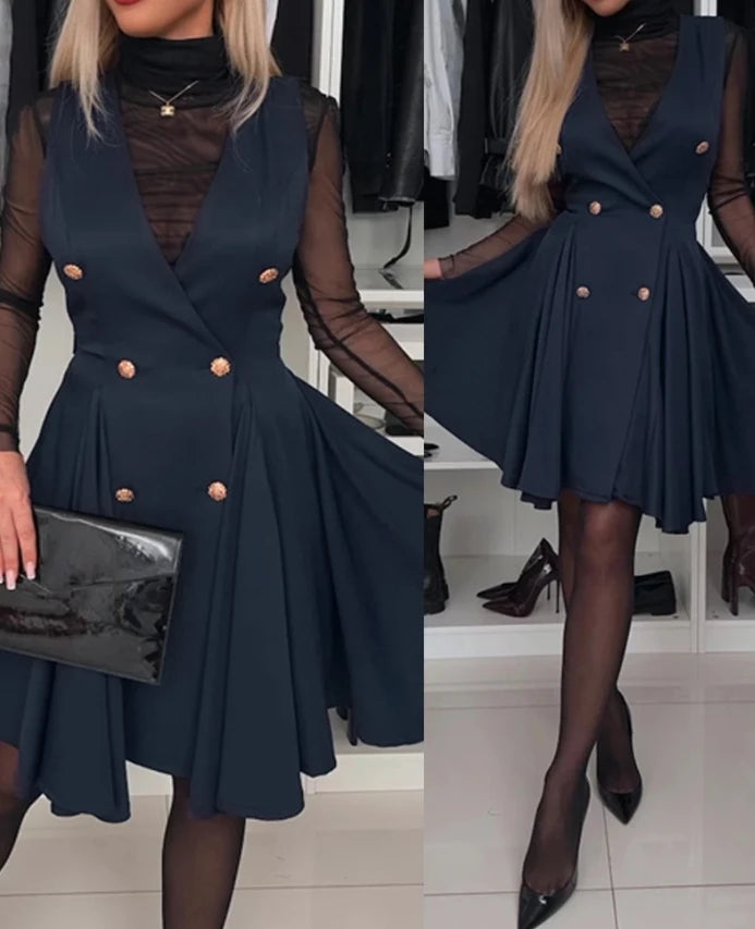 womens-dress-elegant-formal-party-evening-dress-mesh-bubble-bead-spliced-short-sleeve-bodycon-wrap-hip-split-midi-dress