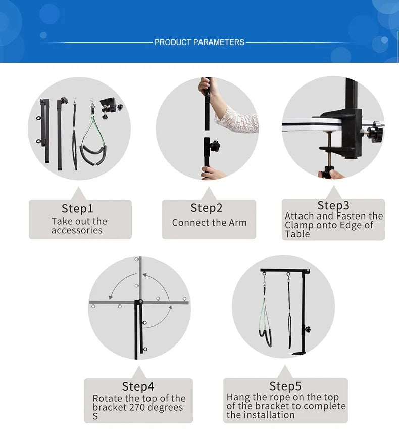 pet-foldable-grooming-bracket-adjustable-steel-suspender-grooming-table-arm-support-dog-cat-holder-desk-pet-accessories-강아지미용